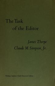 Cover of: The task of the editor