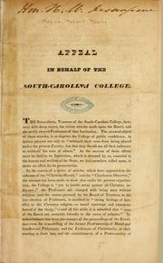 Cover of: Appeal in behalf of the South-Carolina College.