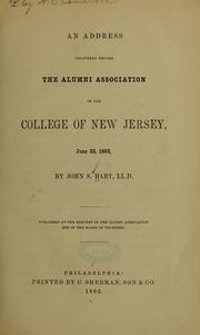 Cover of: An address delivered before the Alumni association of the College of New Jersey, June 23, 1863