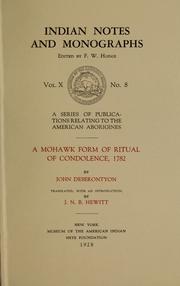 Cover of: A Mohawk form of ritual of condolence, 1782