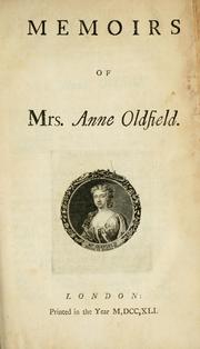 Cover of: Memoirs of Mrs. Anne Oldfield