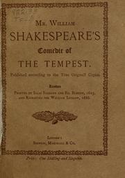Cover of: Mr. William Shakespeare's Comedie of the Tempest by William Shakespeare