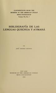 Bibliografía de las lenguas quechua y aymará by José Toribio Medina