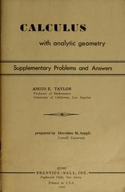 Cover of: Calculus with analytic geometry: supplementary problems and answers