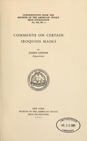 Cover of: Comments on certain Iroquois masks by Joseph Keppler