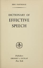 Cover of: Dictionary of effective speech