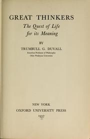 Cover of: Great thinkers: the quest of life for its meaning