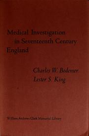 Cover of: Medical investigation in seventeenth century England