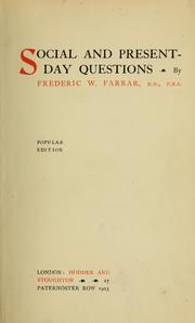 Cover of: Social and present day questions