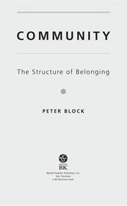 Cover of: Community: The Structure of Belonging