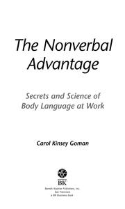 Cover of: The Nonverbal Advantage by Carol Kinsey Goman