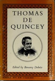 Cover of: Thomas De Quincey.