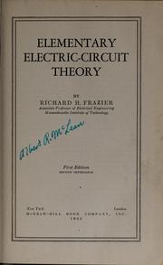Cover of: Elementary electric-circuit theory