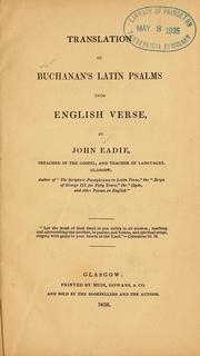 Cover of: Translation of Buchanan's Latin psalms into English verse