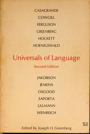 Universals of language by Joseph Harold Greenberg