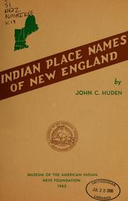 Cover of: Indian place names of New England. by John Charles Huden