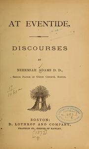 Cover of: At eventide.: Discourses