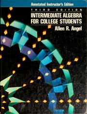 Cover of: Intermediate algebra for college students