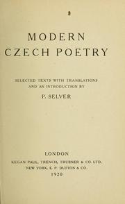 Cover of: Modern Czech poetry: selected texts