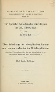 Cover of: Die sprache der altenglischen glossen im ms. Harley 3376