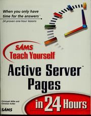 Cover of: Sams teach yourself active server pages in 24 hours by Christoph Wille