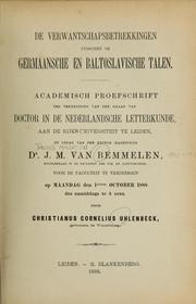Verwantschapsbetrekkingen tusschen de germaansche en baltoslavische talen by C. C. Uhlenbeck