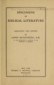 Cover of: Specimens of Biblical literature