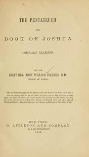 Cover of: The Pentateuch and book of Joshua critically examined. by John William Colenso