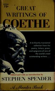 Cover of: Great writings of Goethe