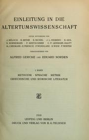 Cover of: Einleitung in die altertumswissenschaft