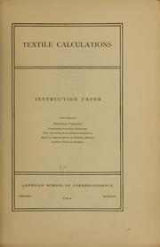 Cover of: Textile calculations