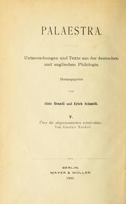 Cover of: Über die altgermanischen Relativsätze.