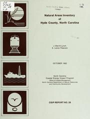 Cover of: Natural area inventory of Hyde County, North Carolina by J. Merrill Lynch