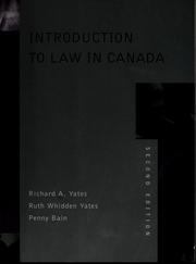 Cover of: Introduction to law in Canada