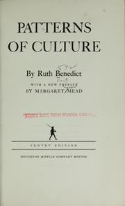 Cover of: Patters of culture