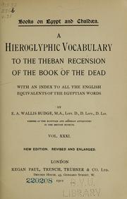 Cover of: A hieroglyphic vocabulary to the Theban recension of the Book of the dead