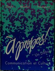 Cover of: Apropos! communication et culture