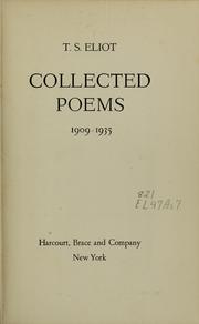Cover of: Collected poems, 1909-1935.