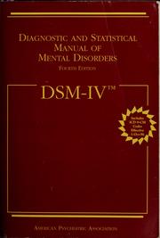 Cover of: Diagnostic and statistical manual of mental disorders: DSM-IV.