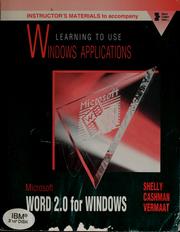 Cover of: Learning to use Windows applications. by Gary B. Shelly