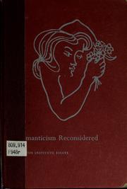 Cover of: Romanticism reconsidered: selected papers from the English Institute.