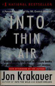 Cover of: Into thin air: a personal account of the Mount Everest disaster