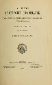 Cover of: A. Socin's Arabische grammatik: paradigmen, literatur, übungsstücke, und glossar