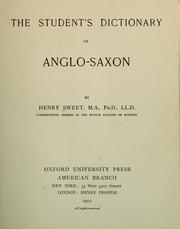 Cover of: The student's dictionary of Anglo-Saxon