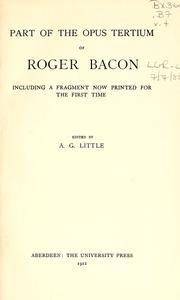 Cover of: Part of the Opus tertium of Roger Bacon: including a fragment now printed for the first time