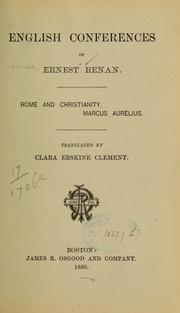 Cover of: English conferences of Ernest Renan: Rome and Christianity : Marcus Aurelius