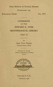 Cover of: Catalogue of the Edward E. Ayer Ornithological Library