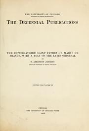 Cover of: The Espurgatoire Saint Patriz of Marie de France: with a text of the Latin original