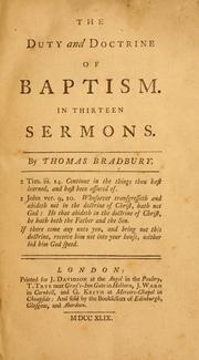 Cover of: The duty and doctrine of baptism: in thirteen sermons