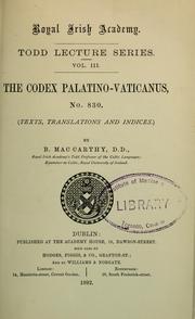 Cover of: The Codex palatino-vaticanus, no. 830 by Bartholomew MacCarthy